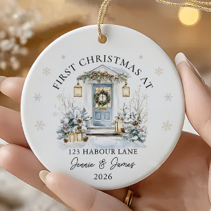 Personalized First Christmas At Our New Home Ceramic Ornament