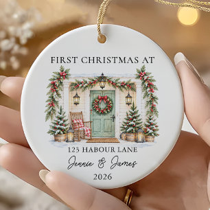 Personalized First Christmas At Our New Home Ceramic Ornament