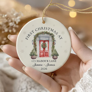 Personalized First Christmas At Our New Home Ceramic Ornament
