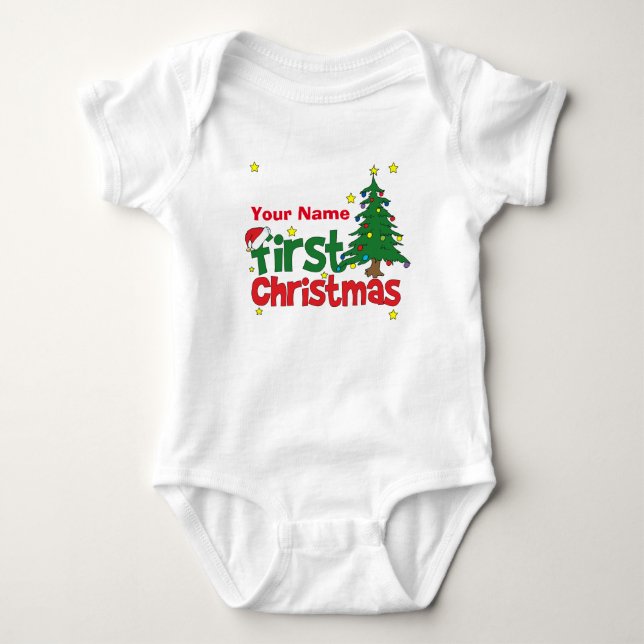 Personalized First Christmas Baby Bodysuit (Front)