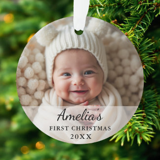 Personalized First Christmas Baby Photo Ornament