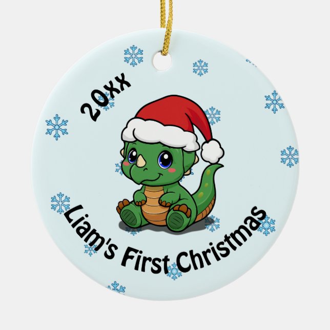 Personalized First Christmas Ceramic Ornament (Front)
