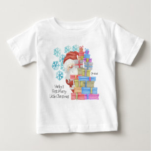 Personalized First Christmas Cute Father Christmas Baby T-Shirt