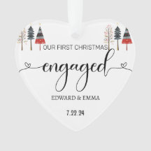 Personalized First Christmas Engaged Gift Ornament