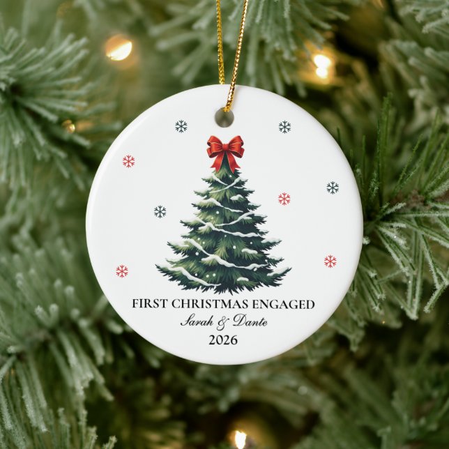 Personalized First Christmas Engagement Ornament (Tree)