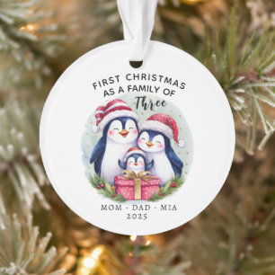Personalized First Christmas - Family of Three Ornament
