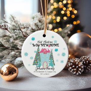 Personalized First Christmas in a New Home Ceramic Ornament