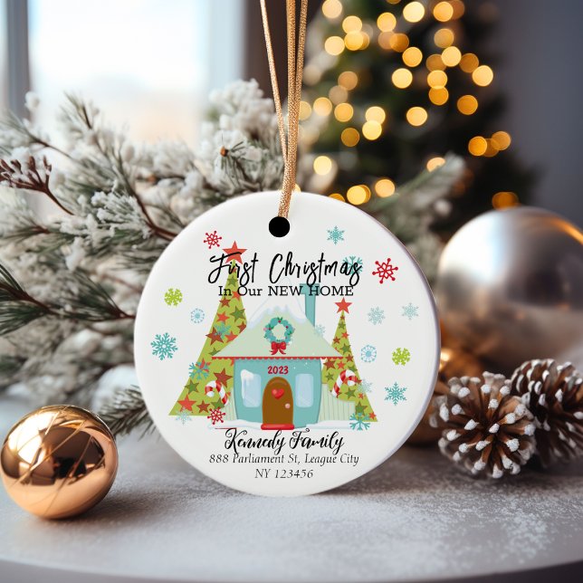 Personalized First Christmas in a New Home  Ceramic Ornament (First Christmas in our NEW HOME)