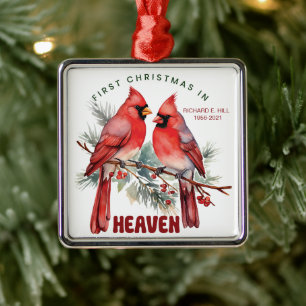 Personalized First Christmas In Heaven Metal Ornament