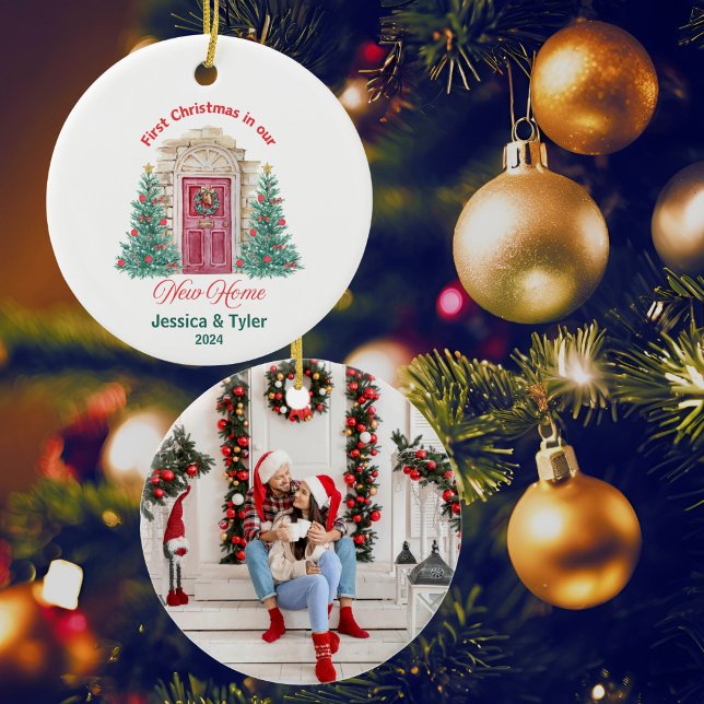 Personalized first Christmas in new home  Ceramic Ornament (Creator Uploaded)