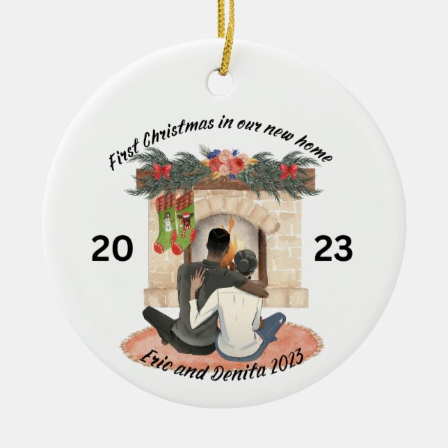 Personalized , first Christmas in new home  Ceramic Ornament (Front)