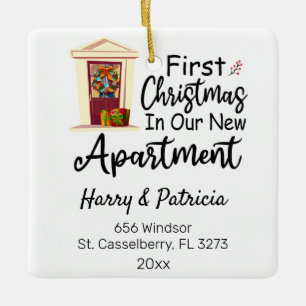 Personalized First Christmas In Our New Apartment Ceramic Ornament