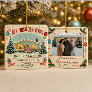 Personalized First Christmas in Our New Home 2026 Ceramic Ornament