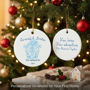 Personalized First Christmas in Our New Home  Ceramic Ornament