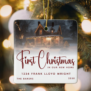 Personalized First Christmas In Our New Home Ceramic Ornament