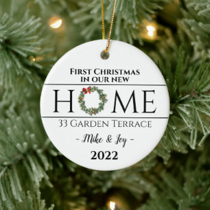 Personalized First Christmas In Our New Home Ceramic Ornament