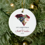 Personalized First Christmas in South Carolina Ceramic Ornament<br><div class="desc">Personalized First Christmas in South Carolina Ceramic Ornament. Personalize with your custom information on both front and back.</div>