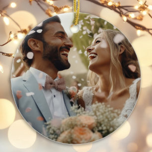 Personalized First Christmas Married Festive Ceramic Ornament