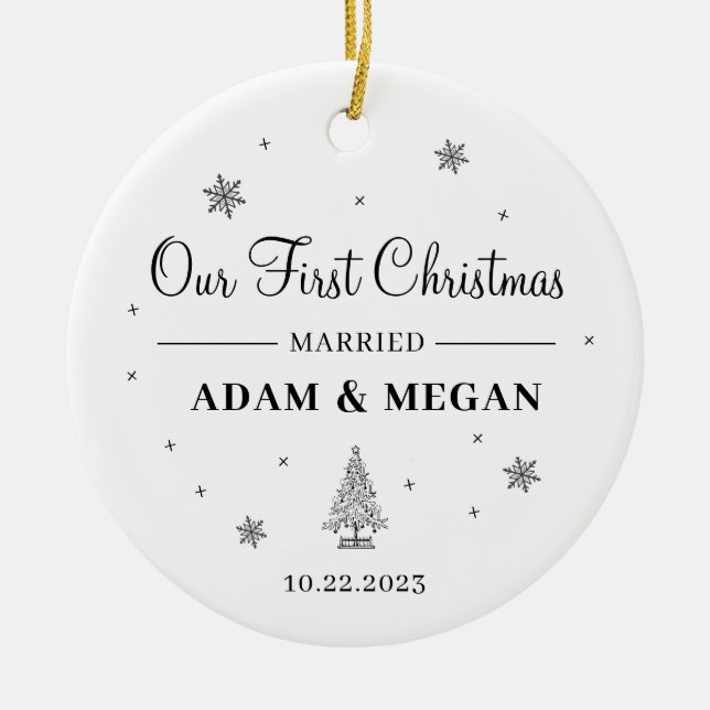 Personalized First Christmas Married Ornament (Front)