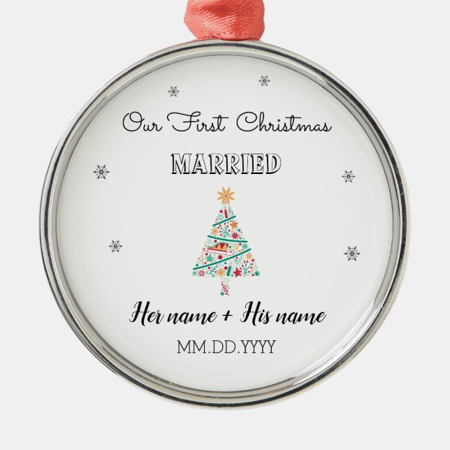 Personalized First Christmas Married Ornament (Front)