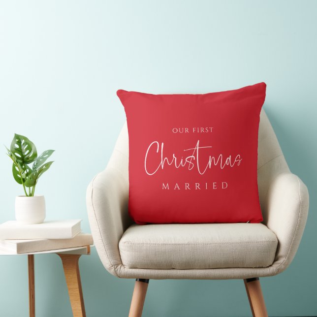 Personalized First Christmas Married Throw Pillow  (Chair)