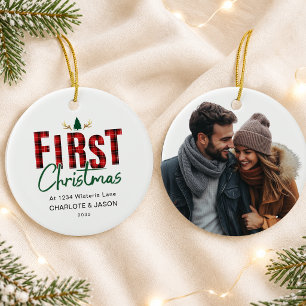 Personalized First Christmas New Home 1 Photo  Ceramic Ornament
