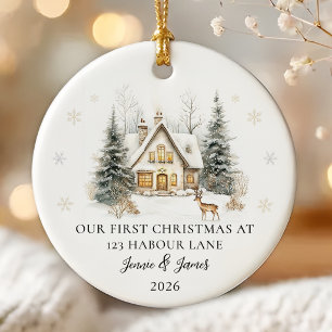 Personalized First Christmas New Home Ceramic Ornament