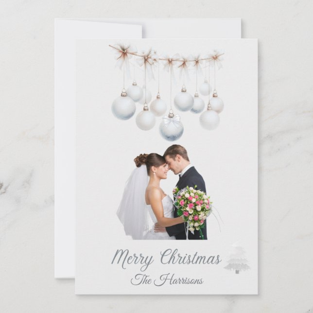 Personalized First Christmas Photo Christmas Card (Front)