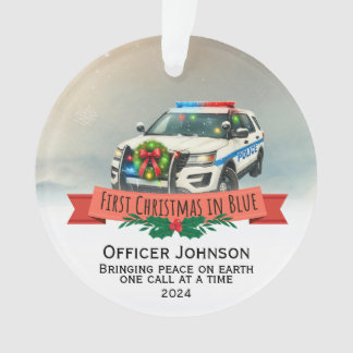 Personalized First Christmas Police Ornament