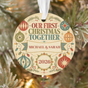 Personalized First Christmas Together 2026 Retro Ornament