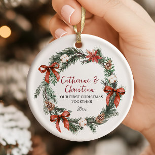 Personalized First Christmas Together Ceramic Ornament