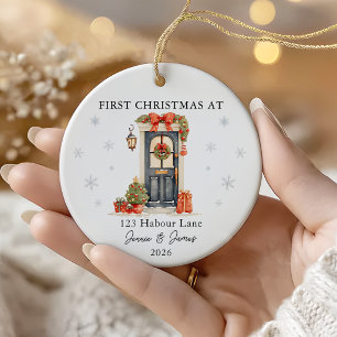 Personalized First Christmas Together in New Home Ceramic Ornament