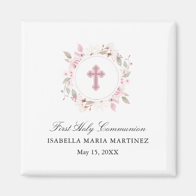 Personalized First Communion Cross Magnet Favour (Front)