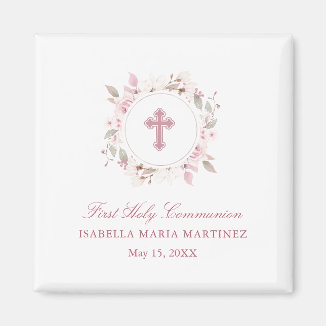 Personalized First Communion Cross Magnet Favour (Front)