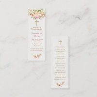 Personalized  First Communion Pink Prayer Card