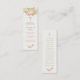 Personalized First Communion Pink Prayer Card