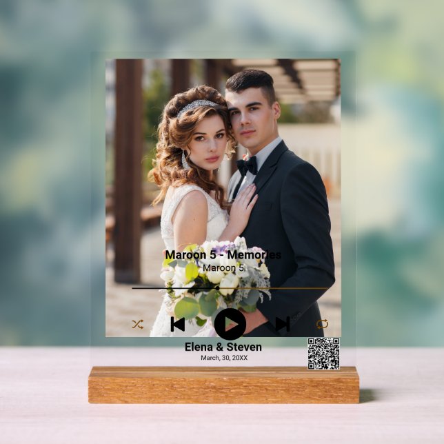 Personalized First Dance Song Wedding Photo Acrylic Sign (Neutral)