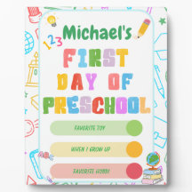 Personalized First Day of Preschool Sign
