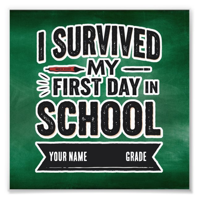 Personalized First Day of School Art Photo Print (Front)