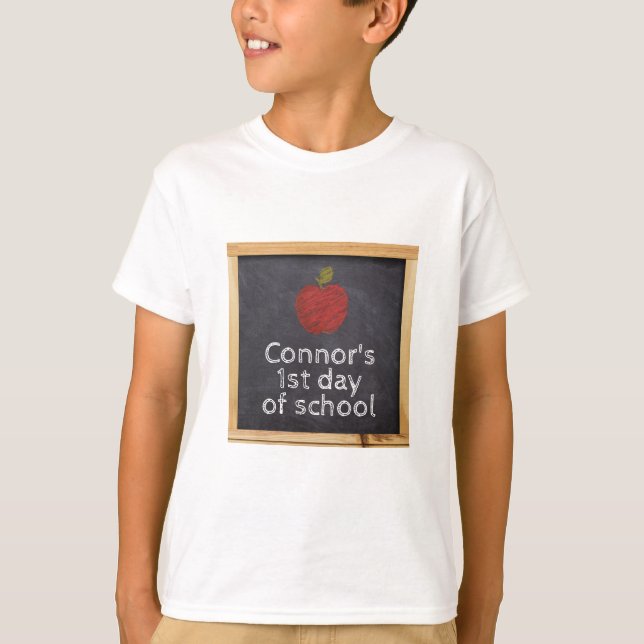 Personalized First Day of School Chalkboard  T-Shirt (Front)