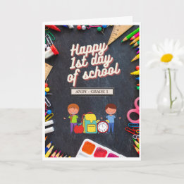 Personalized First Day of School Grade Greeting Card