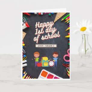 Personalized First Day of School Grade Greeting Card