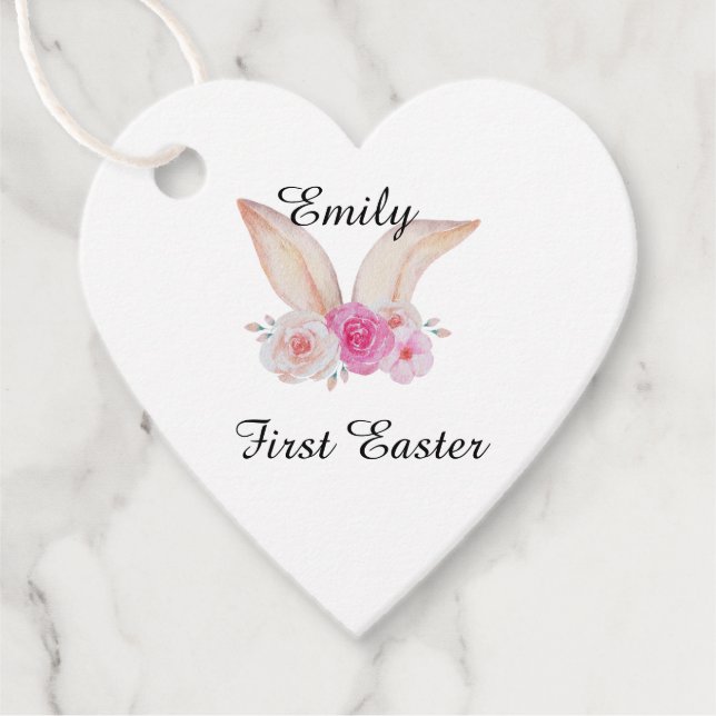 Personalized first easter milestone  favour tags (Front)