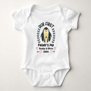 Personalized First Fathers Day 2021, Custom Names Baby Bodysuit