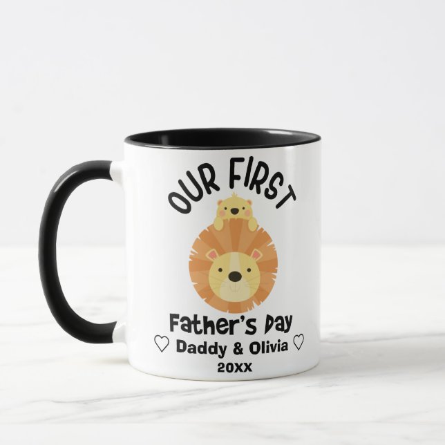 Personalized First Fathers Day 2021, Custom Names Mug (Left)