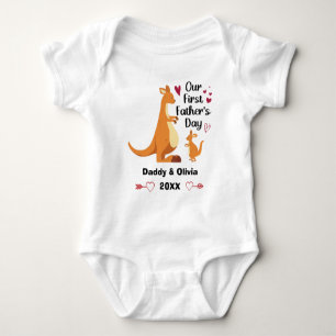 Personalized First Fathers Day Australian Kangaroo Baby Bodysuit