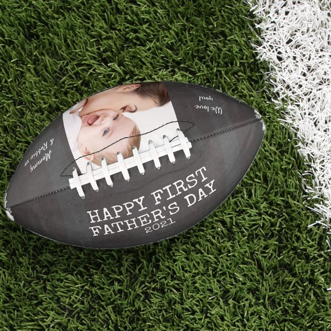 Personalized First Fathers Day Chalkboard Photo Football (Creator Uploaded)