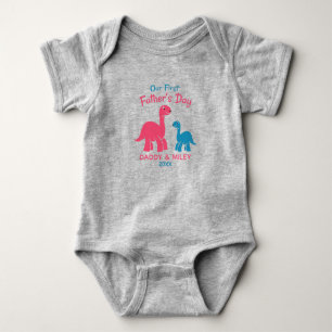Personalized First Father's Day Cute Dinosaur Baby Bodysuit