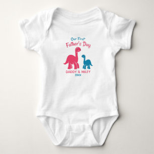 Personalized First Father's Day Cute Dinosaur  Baby Bodysuit
