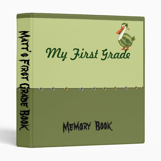 Personalized First Grade Book School Memory Binder (Front/Spine)